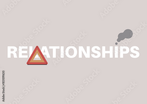 Understanding the dynamics of relationships through a symbolic orange triangle warning light that indicates a system malfunction that requires attention but is not an immediate emergency