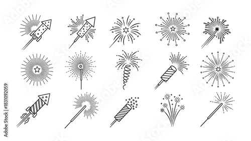Fireworks Celebration: Hand-drawn illustrations capture the excitement of fireworks, perfect for celebratory designs and festive occasions.