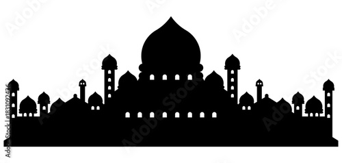 Mosque Silhouette Vector. Islamic Architecture and Cultural Landmark Design