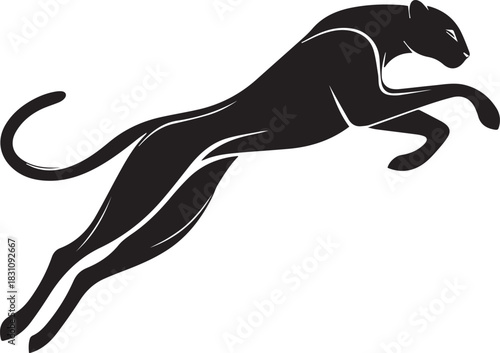 Running Cheetah Silhouette – Fast Leaping Wild Cat Vector Logo