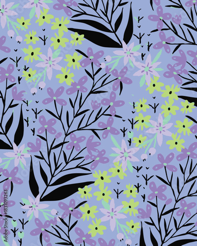 Vintage seamless floral pattern. Liberty style background of small golden orange flowers. Small flowers scattered over a white background. Stock vector for printing on surfaces. Realistic flowers.