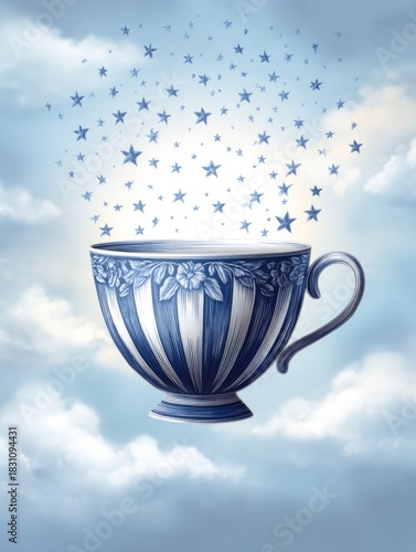 Whimsical Tea Cup in the Clouds