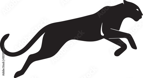 Running Cheetah Silhouette – Fast Leaping Wild Cat Vector Logo