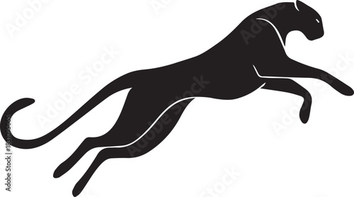 Running Cheetah Silhouette – Fast Leaping Wild Cat Vector Logo