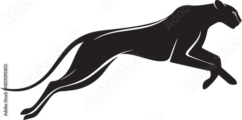 Running Cheetah Silhouette – Fast Leaping Wild Cat Vector Logo