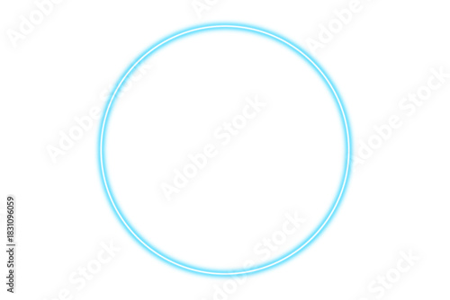bright glowing neon circle ring magic spark futuristic laser LED disco illuminated blue technology vector sign banner round frame border brilliant light effect