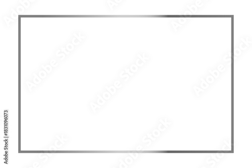 Silver metal frame isolated on transparent background. Realistic steel rectangle photoframe template for pictures and design projects