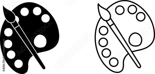 Colorful artist palette logo design showcasing a paintbrush and paint spots for creative expression and artistic projects