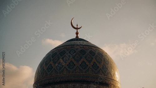 Mosque Dome at Sunset - A Symbol of Faith and Serenity.