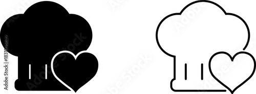 Stylized chef hat logo with heart symbol representing culinary passion