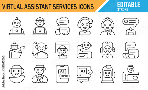 Customer Service and Virtual Support Outline Icons Pack