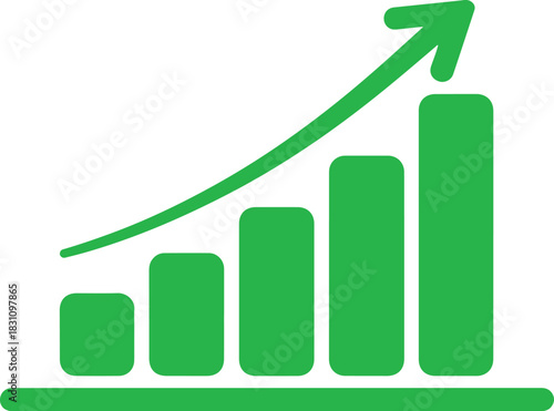 Growing graph icon. Business chart with arrow. Growths chart collection. Profit growing sumbol. Progress bar. Growing bar chart icon vector.