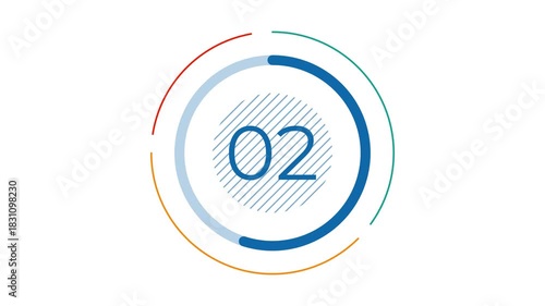 Animated infographic element - circular chart with a number in the center