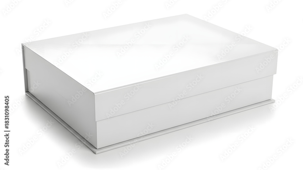 Naklejka premium Plain white rectangular box on a white background