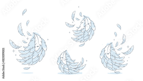 Ethereal Whispers: A Gentle ballet of light-blue feathers dances in a whimsical embrace, evoking a sense of grace and freedom.