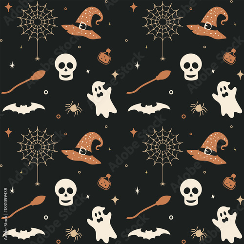 Muted Tones Halloween Seamless Pattern