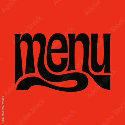 Bold menu typography on red background for restaurant or cafe design