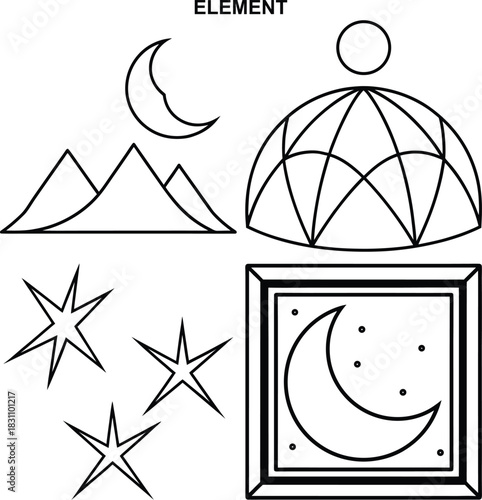 Simple outline graphic elements set