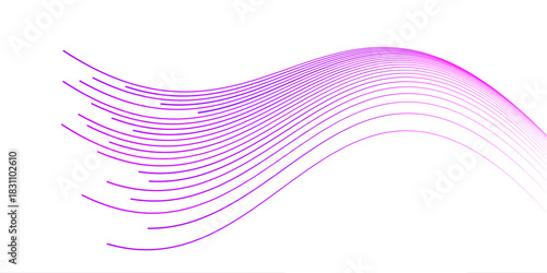 Vibrant Pink and Purple Gradient Wavy Lines Element. Dynamic Abstract Curve Graphic for Flowing Motion and Technology Concept