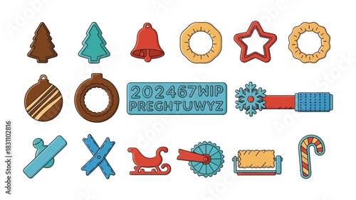 Holiday Cookie Cutters Variety: A festive arrangement of holiday-themed cookie cutters in diverse shapes, each promising a season of sweet treats and creative baking endeavors. 