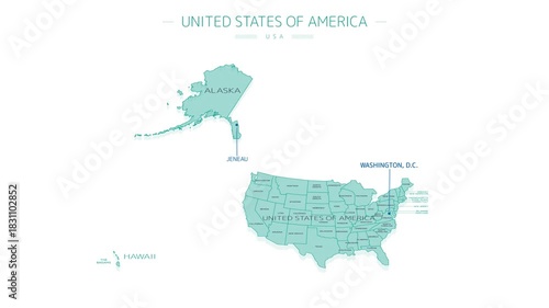 Animated element of geographic infographics - map of USA