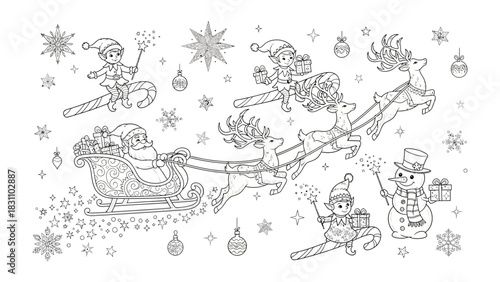 Santa's Christmas Journey: Santa Claus, his reindeers, and festive elves embark on a magical Christmas Eve adventure, bringing joy and presents to all.
