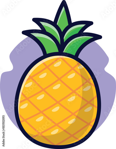 Pineapple Vector Cute Doodle Tropical Fruit (EPS10)