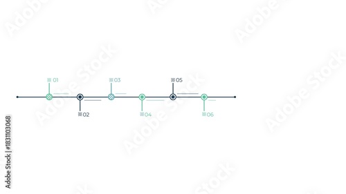 Animated business infographic element - six-step horizontal timeline