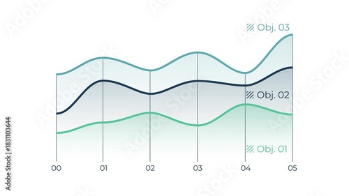 Animated business infographic element - multiple line graph