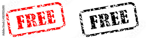 free stamp in red ink vector illustration.