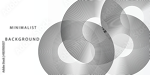 Circular abstract pattern with minimalist black lines on white background middle on a white background  Vector platform design.