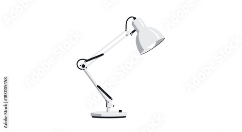 A modern white articulated desk lamp with a classic dome shade, providing adjustable task lighting for contemporary workspaces, isolated on white.