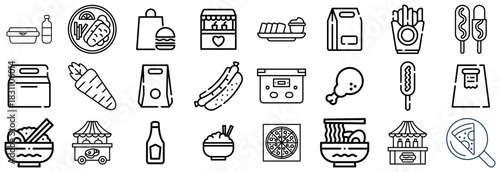 Collection of Food and Drink Icons for Delivery and Takeout