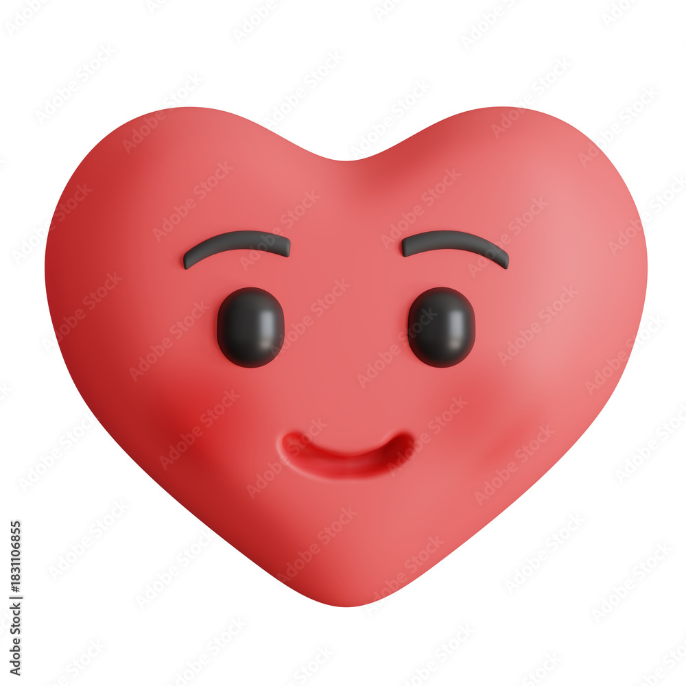 Fototapeta premium 3d smiling heart shape emoticon on isolated transparent background