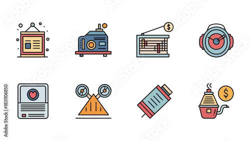 Essential Icons Collection: An assortment of carefully designed icons with a modern, flat style, ready for various creative projects. 