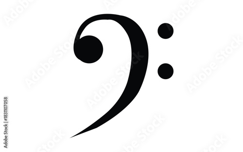Bass clef musical symbol isolated on white background classical notation music