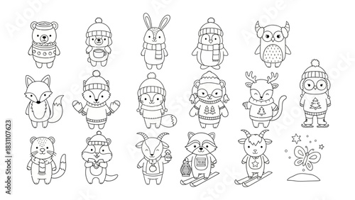 Winter Wonderland Animal Collection: A charming collection of winter-themed animal illustrations, perfect for creative projects. Capturing the spirit of winter with adorable animal characters.