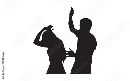 Domestic violence conceptual silhouette illustration human relationship abuse aggression