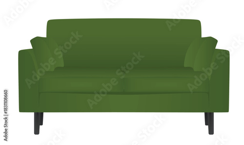 Green two seats sofa bed, vector	
