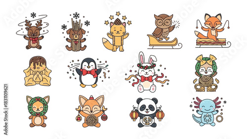 Playful Animal Illustrations: A captivating assortment of charming animal illustrations, perfect for adding a touch of whimsy and delight to your creative projects.