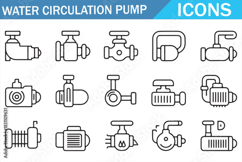 Modern Industrial Pump Editable Stroke Vector Icons Pack