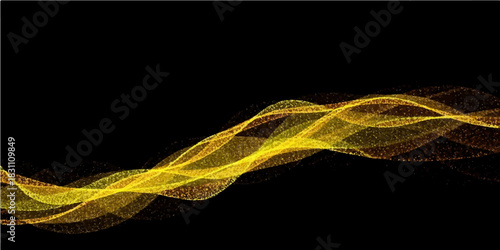 Futuristic abstract wave background vector illustration with flowing blue and green light lines, fractal energy design, and smoke texture pattern