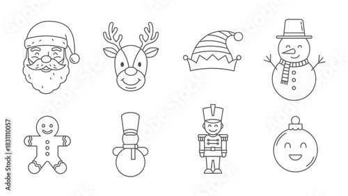 Festive Christmas Icons: A collection of delightful Christmas icons in a clean, minimalist style, perfect for adding a touch of holiday cheer to any project.
