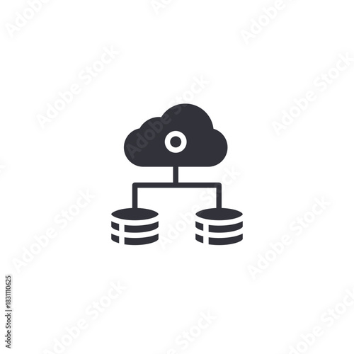Cloud with database symbol representing remote storage solution, scalable cloud backup, and secure data monitoring.