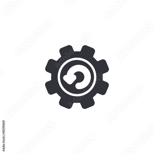 Gear and settings icon showing backup automation system, technical optimization, and digital configuration process.