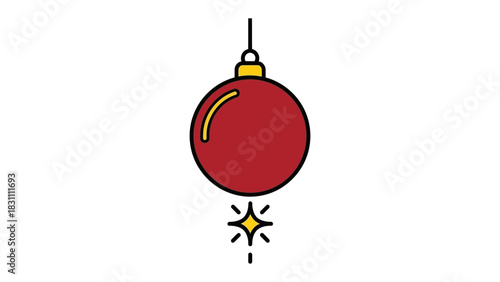 Festive Ornament Sparkle: A minimalist illustration of a radiant Christmas ornament, suspended gracefully, radiating joy and festive cheer.