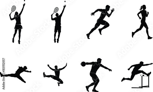 silhouettes of people with white background