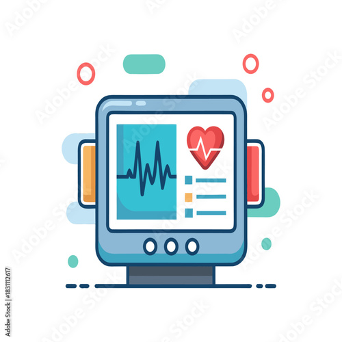Medical monitor displaying heartbeat and vital signs