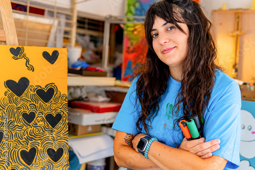 Visual artist in a creative workshop setting