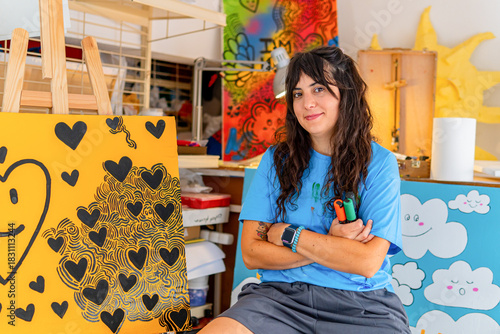 Visual artist in a creative workshop setting